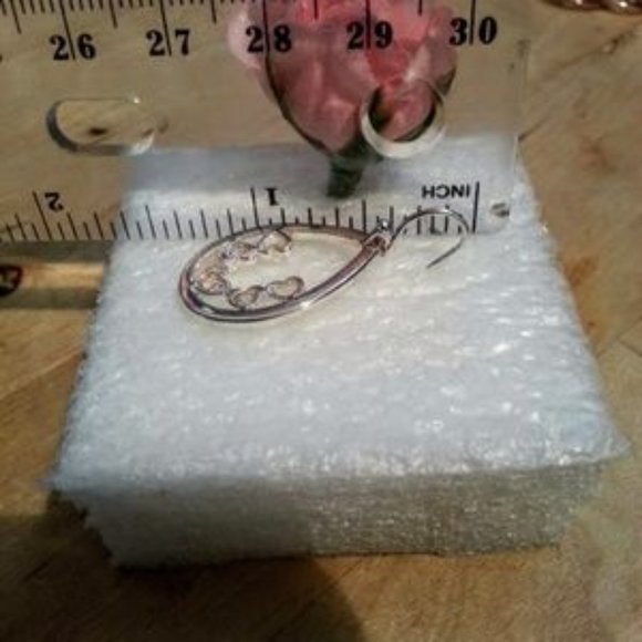 Sensitive Ears dangle tear shape 5 heart earrings - Picture 2 of 4